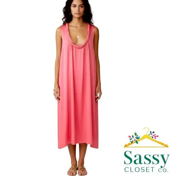 TALBOTS Pink Twist Front Halter Dress 16W NWT Pockets Pull On 👗 - Picture 8 of 9